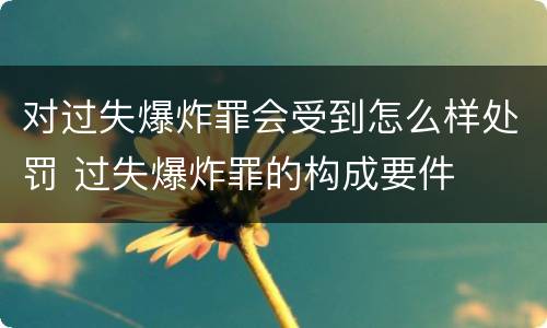 对过失爆炸罪会受到怎么样处罚 过失爆炸罪的构成要件