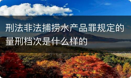 刑法非法捕捞水产品罪规定的量刑档次是什么样的