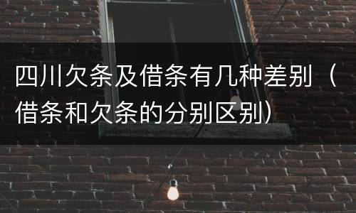 四川欠条及借条有几种差别（借条和欠条的分别区别）