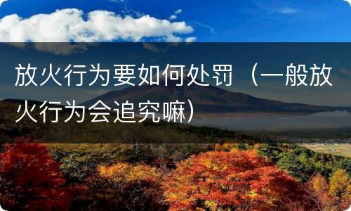放火行为要如何处罚（一般放火行为会追究嘛）