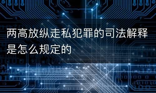 两高放纵走私犯罪的司法解释是怎么规定的