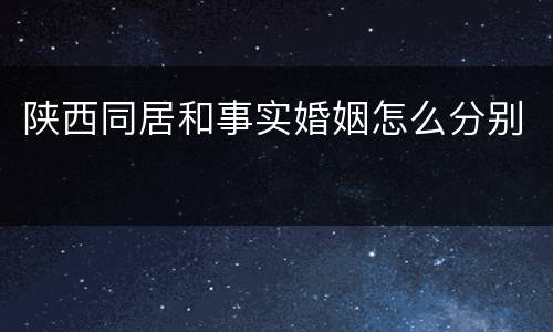 陕西同居和事实婚姻怎么分别