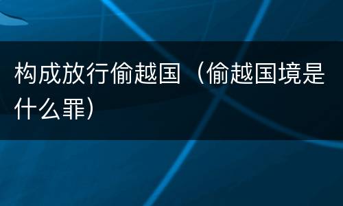 构成放行偷越国（偷越国境是什么罪）
