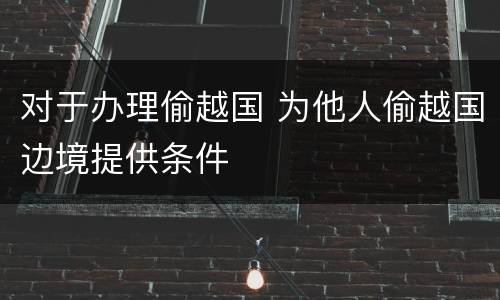 对于办理偷越国 为他人偷越国边境提供条件