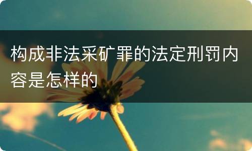 构成非法采矿罪的法定刑罚内容是怎样的