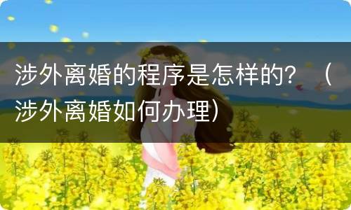 涉外离婚的程序是怎样的？（涉外离婚如何办理）