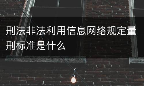 刑法非法利用信息网络规定量刑标准是什么