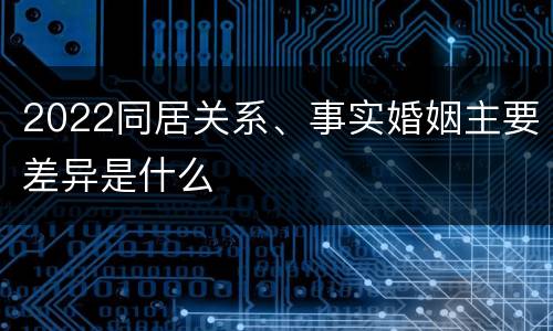 2022同居关系、事实婚姻主要差异是什么