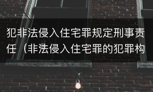 犯非法侵入住宅罪规定刑事责任（非法侵入住宅罪的犯罪构成）