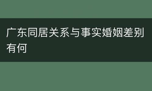广东同居关系与事实婚姻差别有何