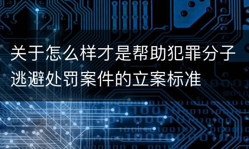 关于怎么样才是帮助犯罪分子逃避处罚案件的立案标准