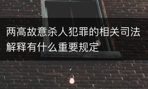 两高故意杀人犯罪的相关司法解释有什么重要规定