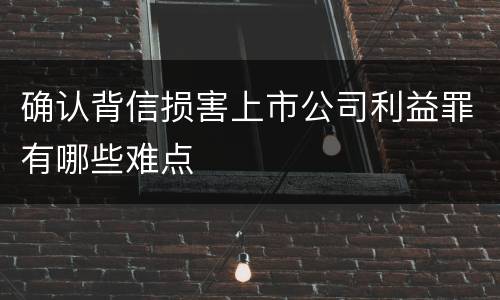 确认背信损害上市公司利益罪有哪些难点