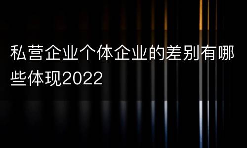 私营企业个体企业的差别有哪些体现2022