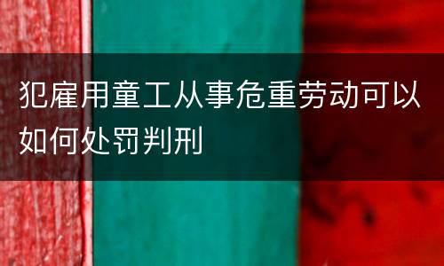 犯雇用童工从事危重劳动可以如何处罚判刑