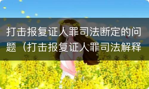 打击报复证人罪司法断定的问题（打击报复证人罪司法解释）