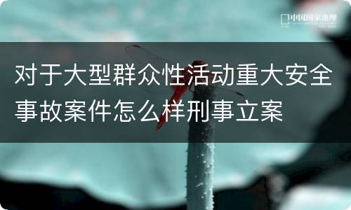 对于大型群众性活动重大安全事故案件怎么样刑事立案
