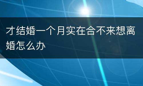 才结婚一个月实在合不来想离婚怎么办