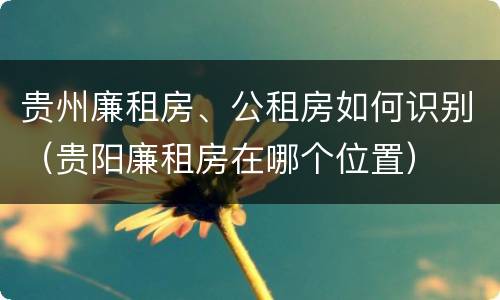 贵州廉租房、公租房如何识别（贵阳廉租房在哪个位置）