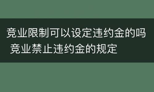 竞业限制可以设定违约金的吗 竞业禁止违约金的规定
