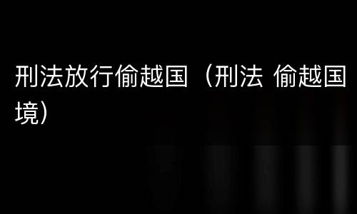 刑法放行偷越国（刑法 偷越国境）