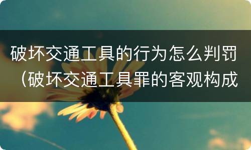 破坏交通工具的行为怎么判罚（破坏交通工具罪的客观构成）
