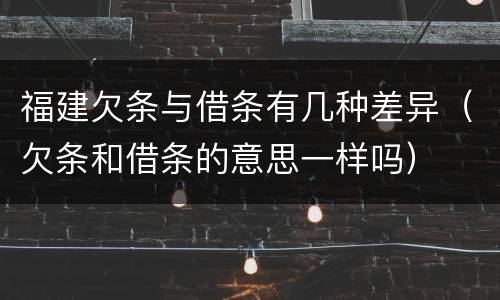 福建欠条与借条有几种差异（欠条和借条的意思一样吗）