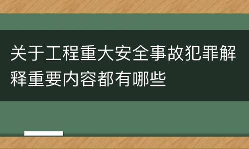 关于工程重大安全事故犯罪解释重要内容都有哪些