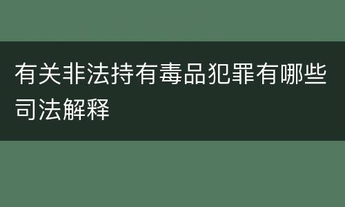 有关非法持有毒品犯罪有哪些司法解释
