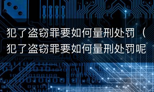 犯了盗窃罪要如何量刑处罚（犯了盗窃罪要如何量刑处罚呢）