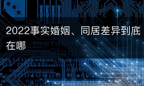 2022事实婚姻、同居差异到底在哪