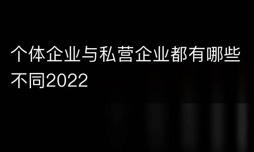 个体企业与私营企业都有哪些不同2022