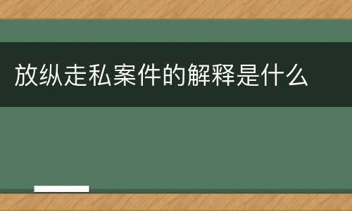放纵走私案件的解释是什么