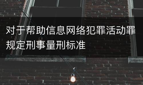 对于帮助信息网络犯罪活动罪规定刑事量刑标准