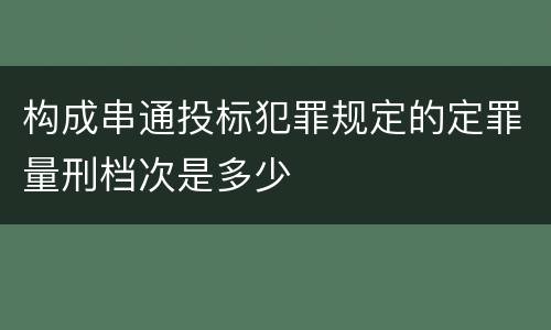 构成串通投标犯罪规定的定罪量刑档次是多少