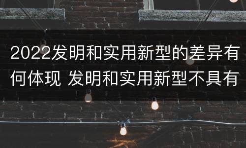 2022发明和实用新型的差异有何体现 发明和实用新型不具有什么特性