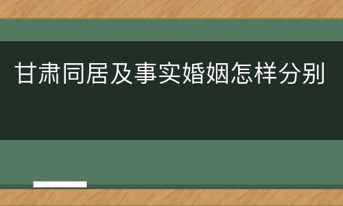 甘肃同居及事实婚姻怎样分别