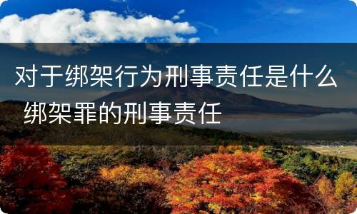 对于绑架行为刑事责任是什么 绑架罪的刑事责任