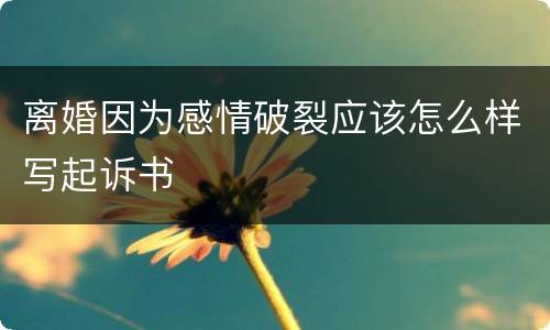 离婚因为感情破裂应该怎么样写起诉书