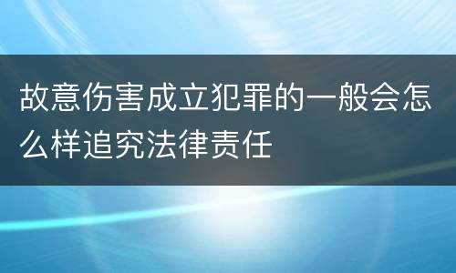 故意伤害成立犯罪的一般会怎么样追究法律责任