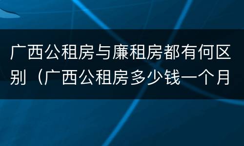 广西公租房与廉租房都有何区别（广西公租房多少钱一个月）