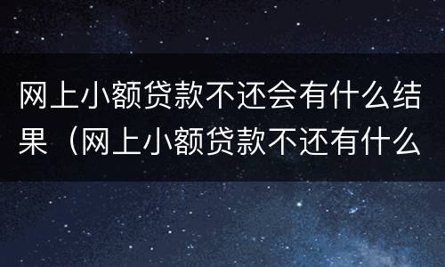 网上小额贷款不还会有什么结果（网上小额贷款不还有什么后果）