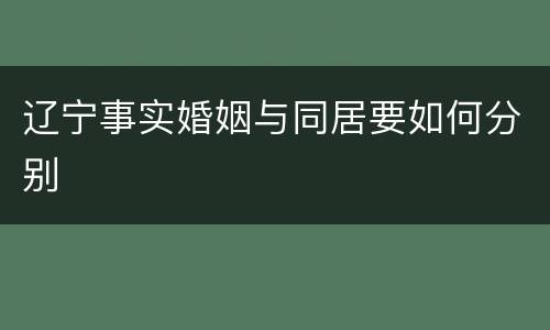 辽宁事实婚姻与同居要如何分别