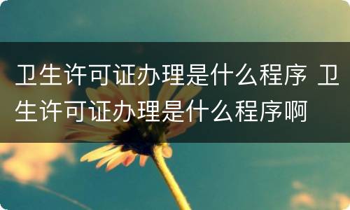 卫生许可证办理是什么程序 卫生许可证办理是什么程序啊