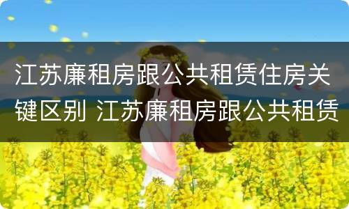 江苏廉租房跟公共租赁住房关键区别 江苏廉租房跟公共租赁住房关键区别是什么