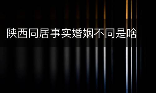陕西同居事实婚姻不同是啥