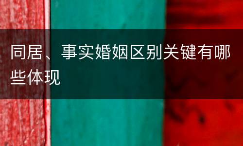 同居、事实婚姻区别关键有哪些体现