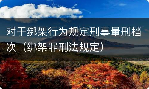 对于绑架行为规定刑事量刑档次（绑架罪刑法规定）