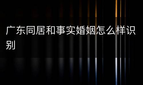广东同居和事实婚姻怎么样识别