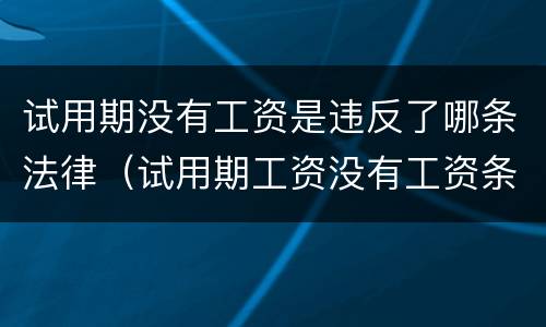 试用期没有工资是违反了哪条法律（试用期工资没有工资条违法吗）